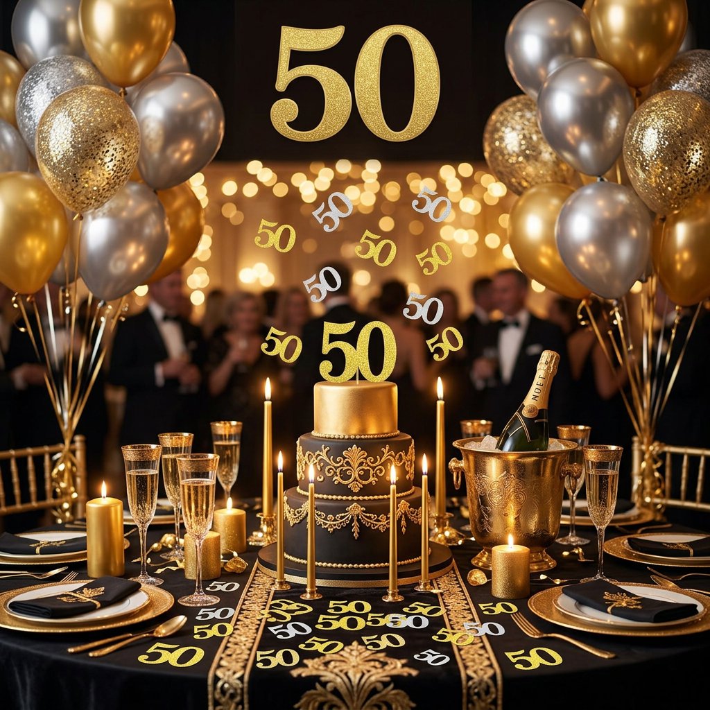 120Pcs 50th Birthday Confetti  - Table Number Gold 评论和价格