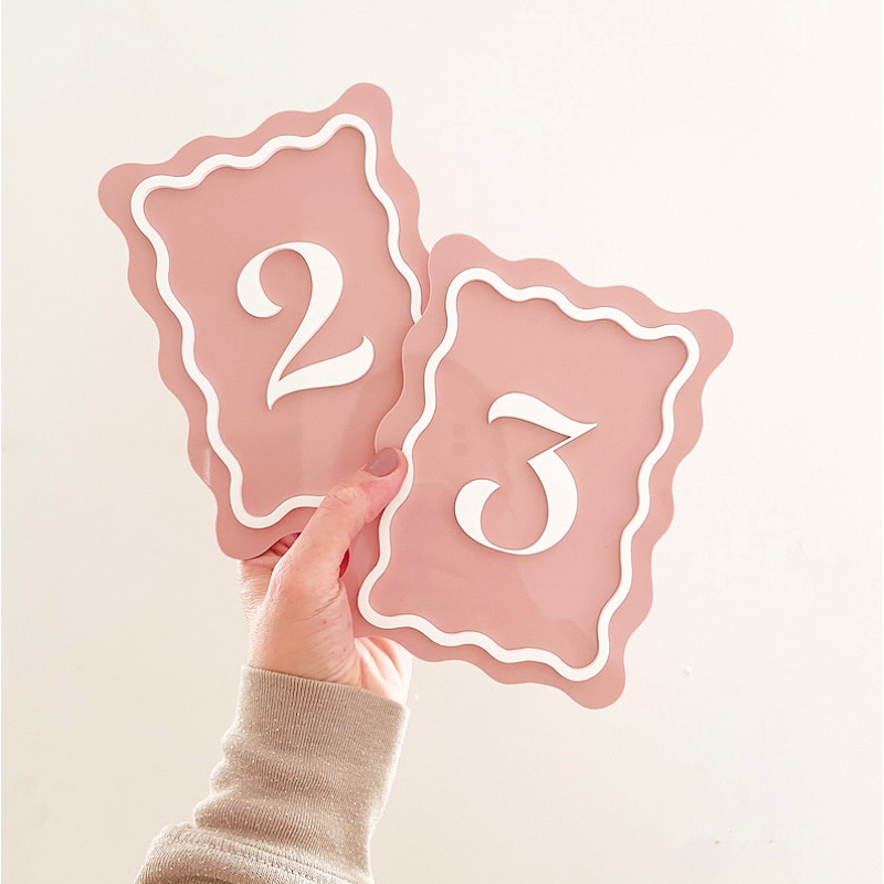 Wavy Wedding Table Numbers Cus - Table Number Gold 评论和价格